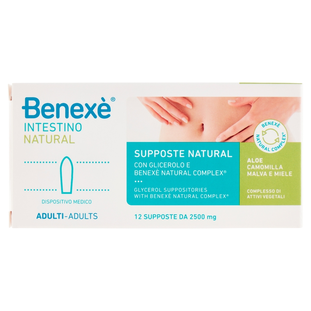 Benexè Intestino Supposte Natural con Glicerolo e Benexè Natural Complex Adulti 12 x 2500 mg